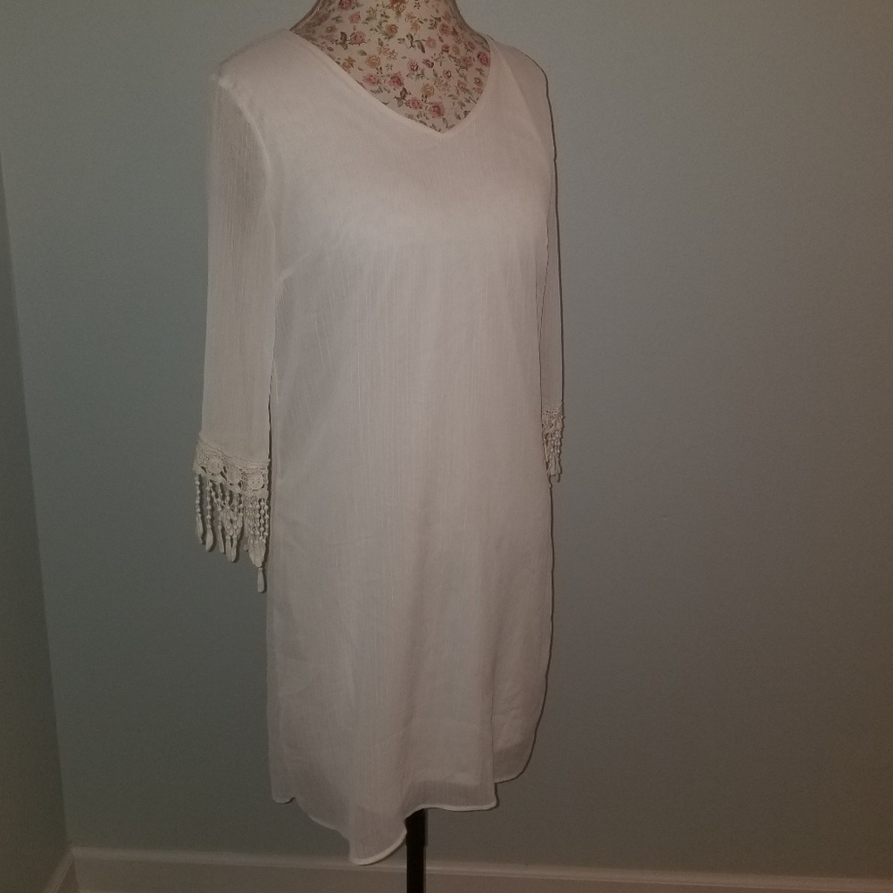 CHARMING CHARLIE white dress with boho sleeves